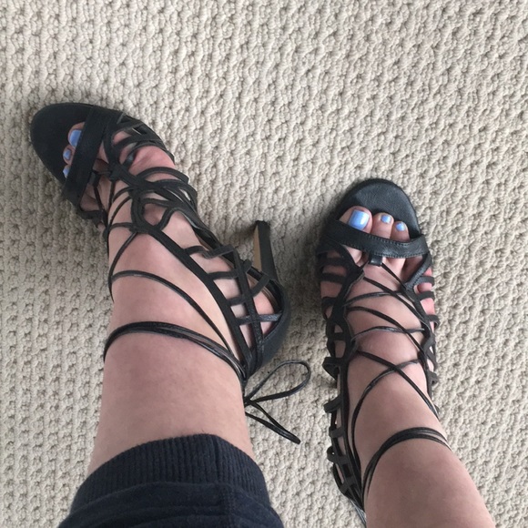 Dolce Vita Black Lace Up Heels - Picture 4 of 6